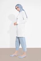 Tesettür giyim BEYAZ KAKTÜS BASKILI TUNİK 4207