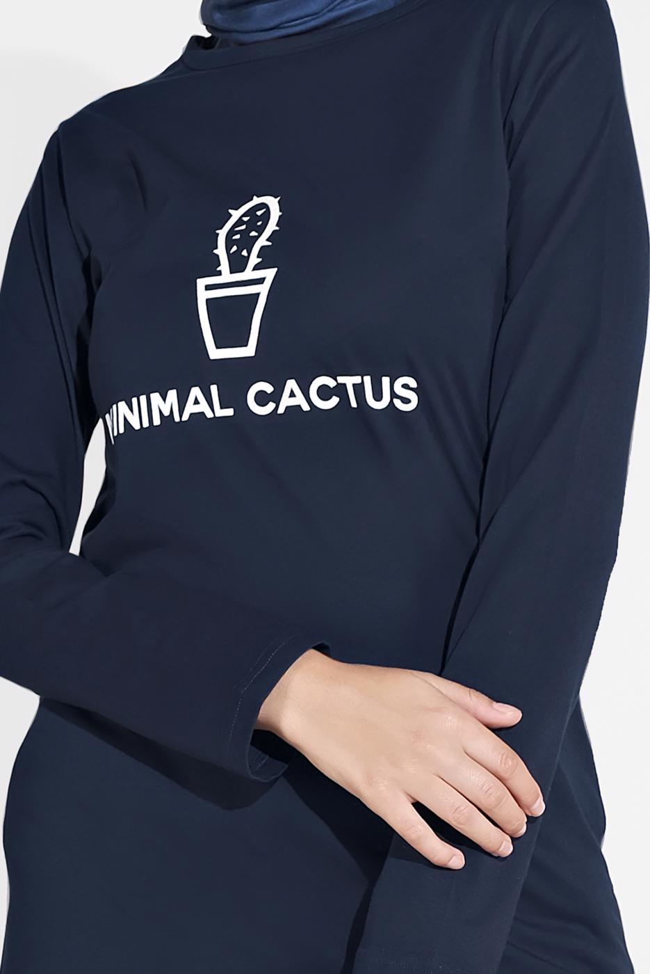 Tesettür giyim LACİVERT KAKTÜS BASKILI TUNİK 4207