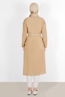 Tesettür giyim KAHVE ALVİNA BOYDAN DÜĞMELİ ERKEK YAKA TUNİK 4243 