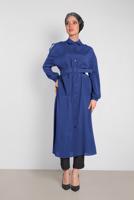 Tesettür giyim LACİVERT ALVİNA BOYDAN DÜĞMELİ ERKEK YAKA TUNİK 4243 