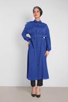 Tesettür giyim LACİVERT ALVİNA BOYDAN DÜĞMELİ ERKEK YAKA TUNİK 4243 