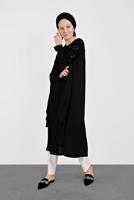 Tesettür giyim SİYAH ALVİNA OMUZ KISMI PUL İŞLEMELİ ŞİFON TUNİK 4254