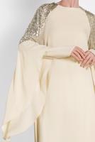 Tesettür giyim BEJ ALVİNA OMUZ KISMI PUL İŞLEMELİ ŞİFON TUNİK 4254