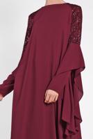 Tesettür giyim BORDO ALVİNA OMUZ KISMI PUL İŞLEMELİ ŞİFON TUNİK 4254