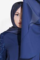 Tesettür giyim LACİVERT ALVİNA OMUZ KISMI PUL İŞLEMELİ ŞİFON TUNİK 4254