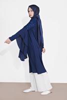 Tesettür giyim LACİVERT ALVİNA OMUZ KISMI PUL İŞLEMELİ ŞİFON TUNİK 4254
