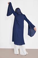 Tesettür giyim LACİVERT ALVİNA OMUZ KISMI PUL İŞLEMELİ ŞİFON TUNİK 4254