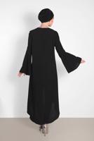 Tesettür giyim SİYAH ALVİNA PUL DETAYLI VOLANLI TUNİK 4262