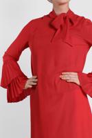 Tesettür giyim KIRMIZI ALVİNA KOL KISMI PİLELİ TUNİK 4285