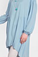 Tesettür giyim MAVİ ALVİNA PİLİSE DETAYLI SALAŞ TUNİK 4300