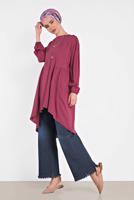 Tesettür giyim MOR ALVİNA PİLİSE DETAYLI SALAŞ TUNİK 4300