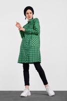 Tesettür giyim YEŞİL ALVİNA EKOSE DESENLİ TUNİK 4305