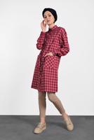 Tesettür giyim KIRMIZI ALVİNA EKOSE DESENLİ TUNİK 4305