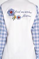 Tesettür giyim MAVİ ALVİNA KARELİ YAZI BASKILI TUNİK 4308