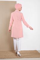 Tesettür giyim PUDRA ALVİNA ÖNÜ BAĞLAMA DETAYLI TUNİK 4313 