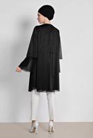 Tesettür giyim SİYAH ALVİNA VOLANLI SİMLİ TUNİK 4316