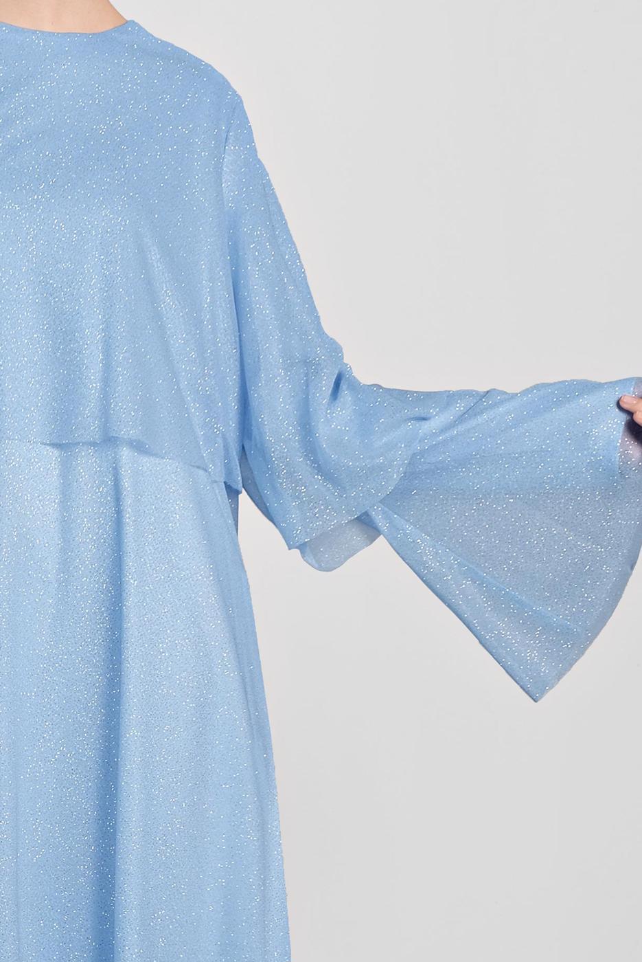 Tesettür giyim MAVİ ALVİNA VOLANLI SİMLİ TUNİK 4316