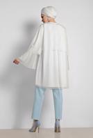 Tesettür giyim KREM ALVİNA VOLANLI SİMLİ TUNİK 4316