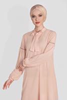 Tesettür giyim PUDRA ALVİNA YAKA KISMI BAĞLAMALI SALAŞ TUNİK 4337
