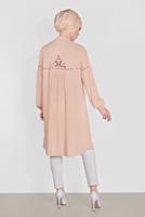 Tesettür giyim PUDRA ALVİNA YAKA KISMI BAĞLAMALI SALAŞ TUNİK 4337