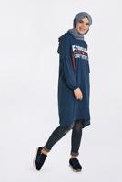 Tesettür giyim LACİVERT YAZI BASKILI TUNİK 4370