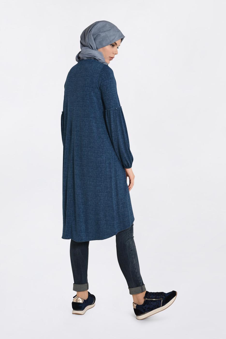 Tesettür giyim LACİVERT YAZI BASKILI TUNİK 4370