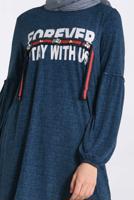 Tesettür giyim LACİVERT YAZI BASKILI TUNİK 4370