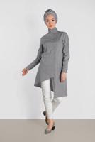 Tesettür giyim SİYAH ALVİNA ASİMETRİK KESİM DÜĞMELİ TUNİK 4371