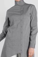 Tesettür giyim SİYAH ALVİNA ASİMETRİK KESİM DÜĞMELİ TUNİK 4371