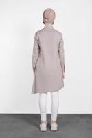 Tesettür giyim BEJ ALVİNA ASİMETRİK KESİM DÜĞMELİ TUNİK 4371