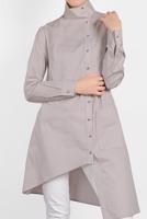 Tesettür giyim BEJ ALVİNA ASİMETRİK KESİM DÜĞMELİ TUNİK 4371