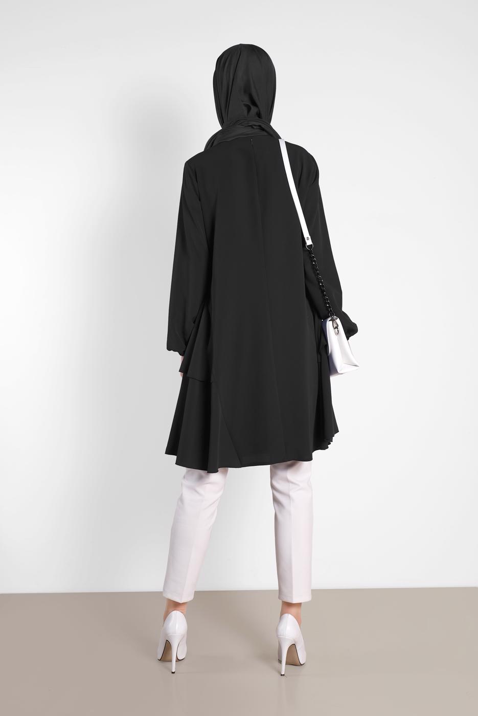 Tesettür giyim SİYAH ALVİNA SALAŞ KESİM TUNİK 4380