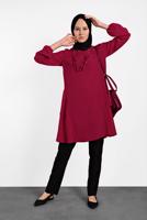Tesettür giyim BORDO ALVİNA SALAŞ KESİM TUNİK 4380