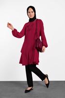 Tesettür giyim BORDO ALVİNA SALAŞ KESİM TUNİK 4380