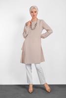 Tesettür giyim PUDRA ALVİNA SALAŞ KESİM TUNİK 4380