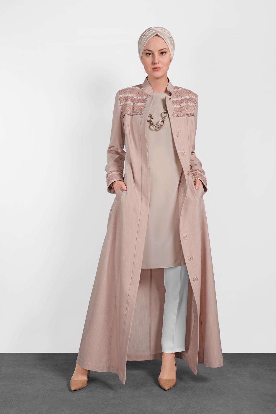 Tesettür giyim PUDRA ALVİNA SALAŞ KESİM TUNİK 4380