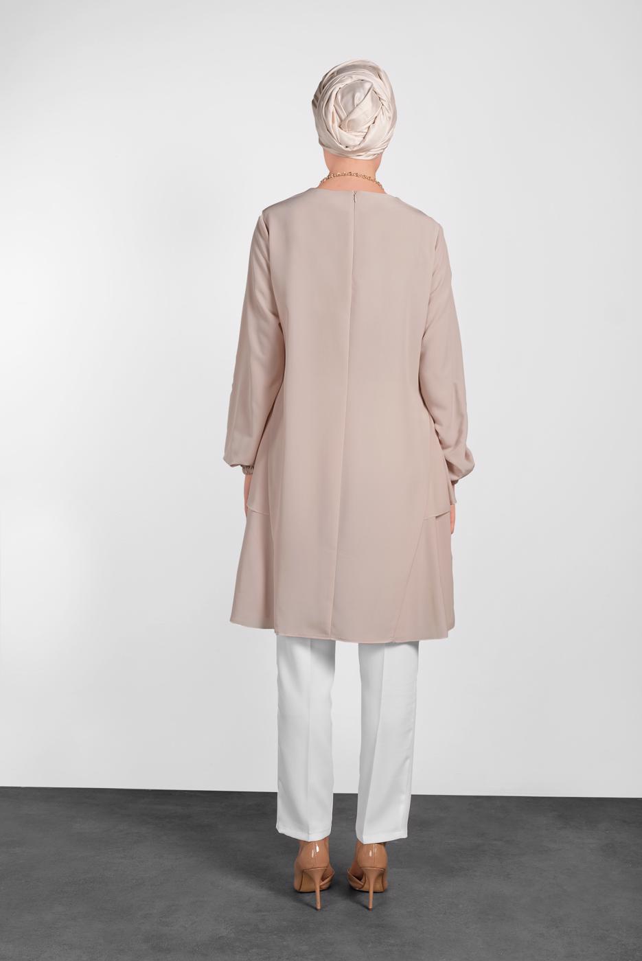 Tesettür giyim PUDRA ALVİNA SALAŞ KESİM TUNİK 4380