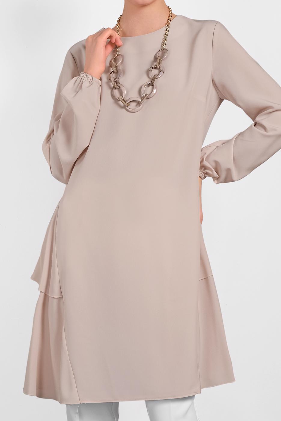 Tesettür giyim PUDRA ALVİNA SALAŞ KESİM TUNİK 4380