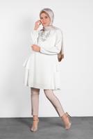Tesettür giyim KREM ALVİNA SALAŞ KESİM TUNİK 4380