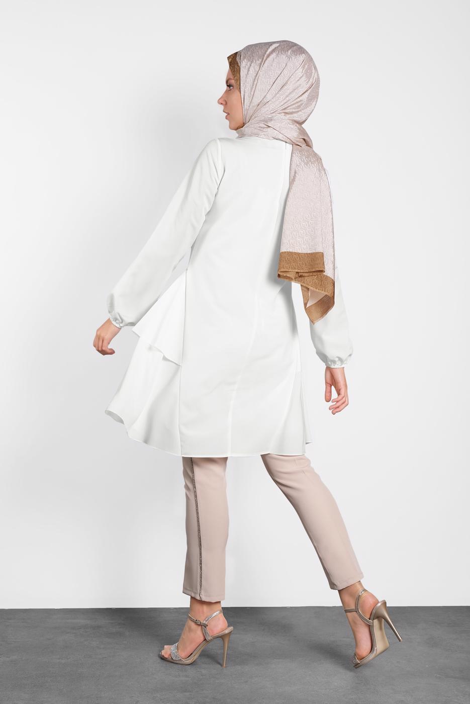 Tesettür giyim KREM ALVİNA SALAŞ KESİM TUNİK 4380