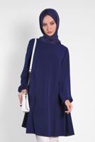Tesettür giyim LACİVERT ALVİNA SALAŞ KESİM TUNİK 4380