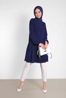 Tesettür giyim LACİVERT ALVİNA SALAŞ KESİM TUNİK 4380