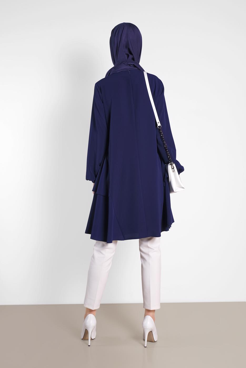 Tesettür giyim LACİVERT ALVİNA SALAŞ KESİM TUNİK 4380