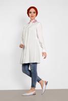 Tesettür giyim KREM ALVİNA YAKASI DETAYLI TUNİK 4387