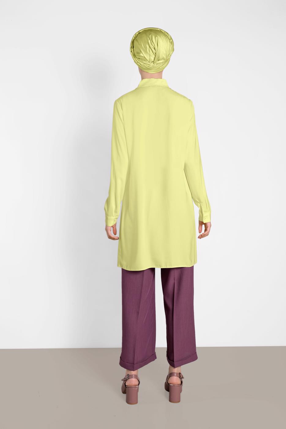 Tesettür giyim SARI ALVİNA YAKASI DETAYLI TUNİK 4387