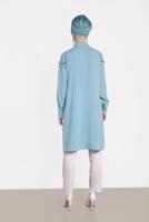 Tesettür giyim YEŞİL ALVİNA PÜSKÜL DETAYLI TUNİK 4398