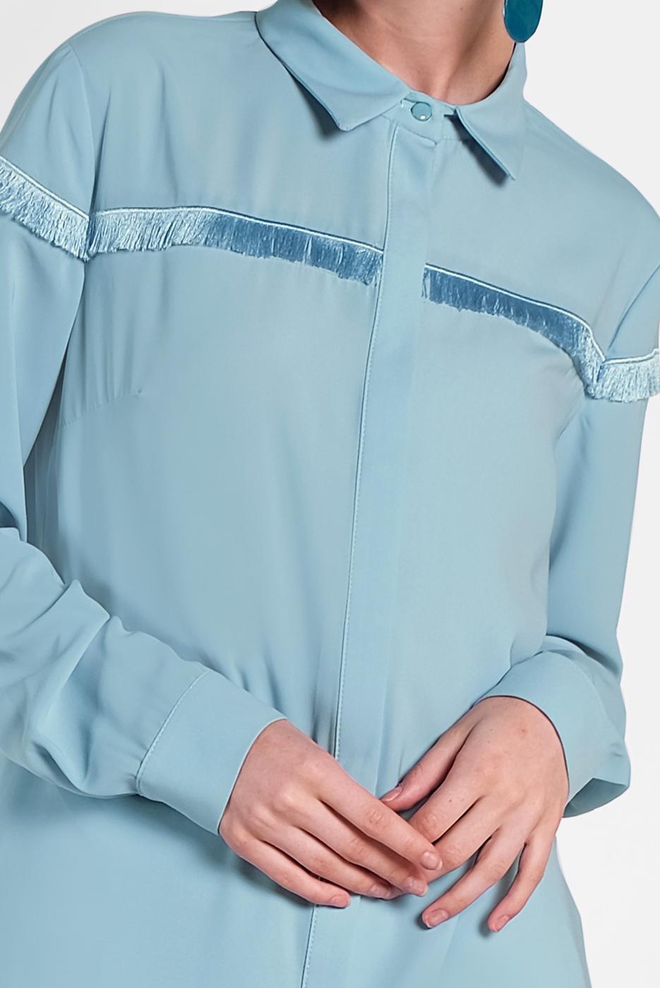 Tesettür giyim YEŞİL ALVİNA PÜSKÜL DETAYLI TUNİK 4398