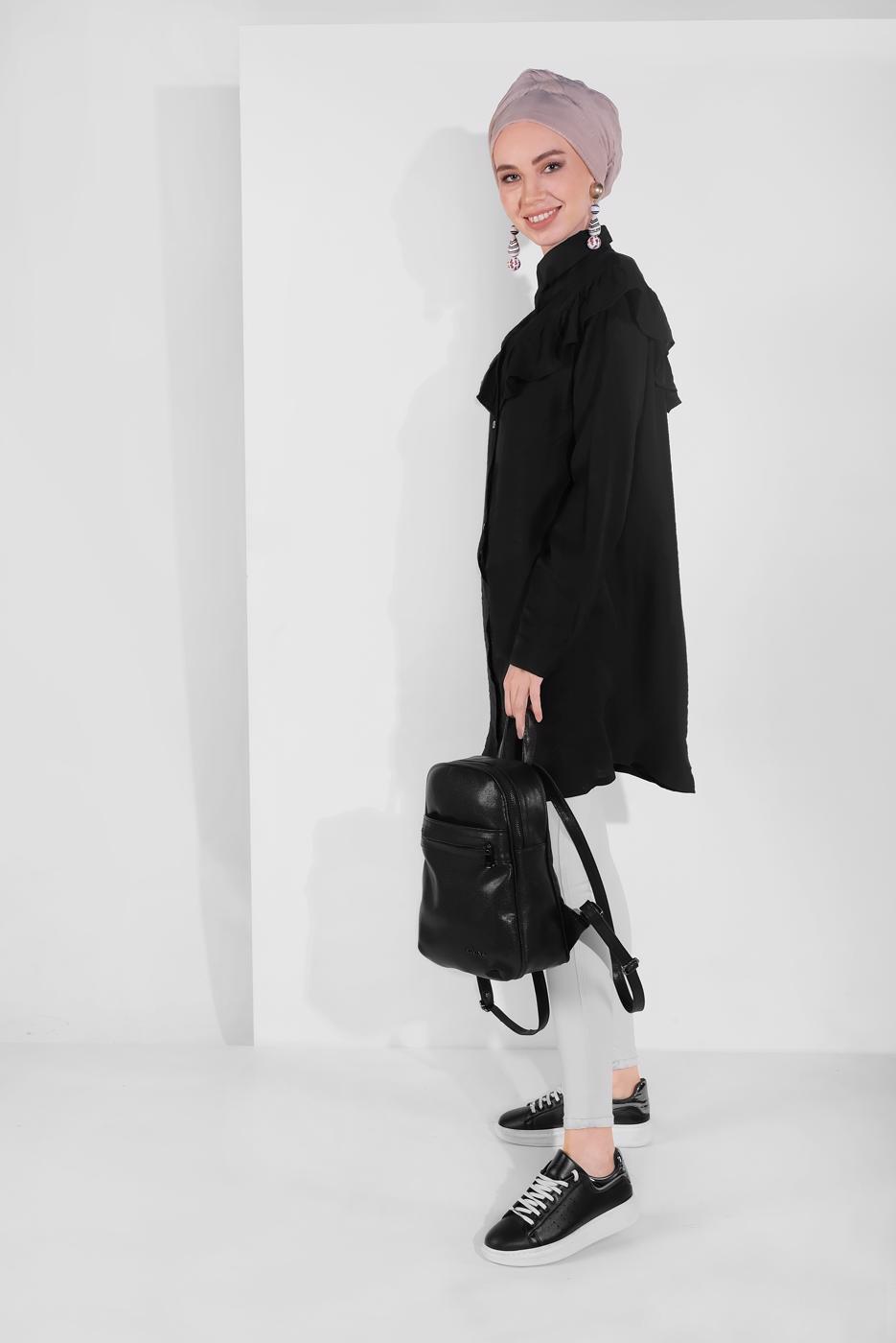 Vêtements hijab NOIR TUNIQUE BOUTONNÉE 4404 