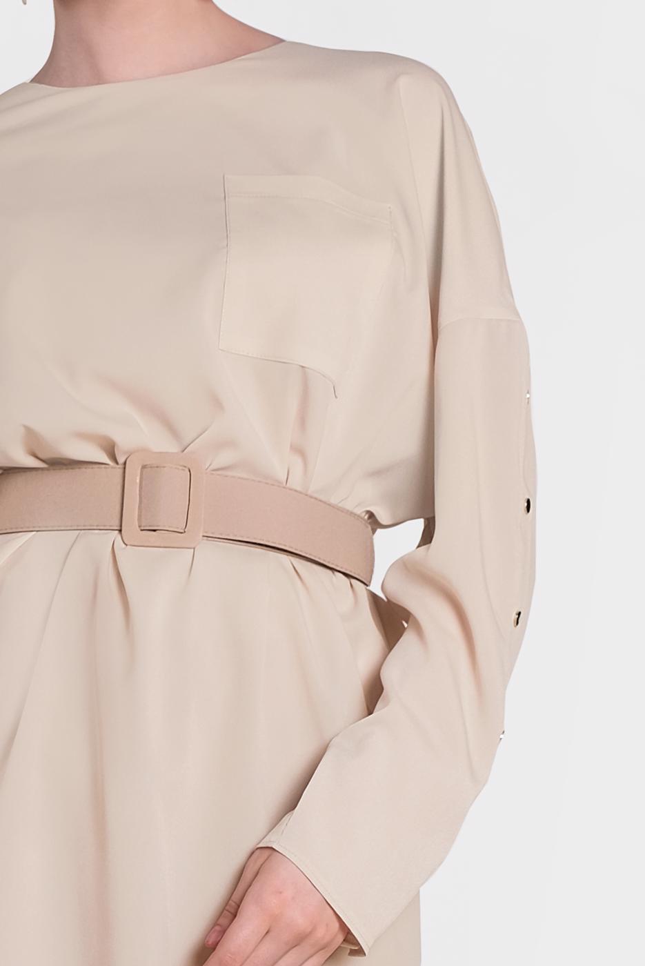 Tesettür giyim BEJ ALVİNA KLASİK TUNİK 4415