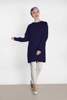 Tesettür giyim LACİVERT ALVİNA KLASİK TUNİK 4415